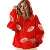 Women's Sports Shirt With Rugby Sequins And Pockets Long Sleeved Half Zip Hooded Top