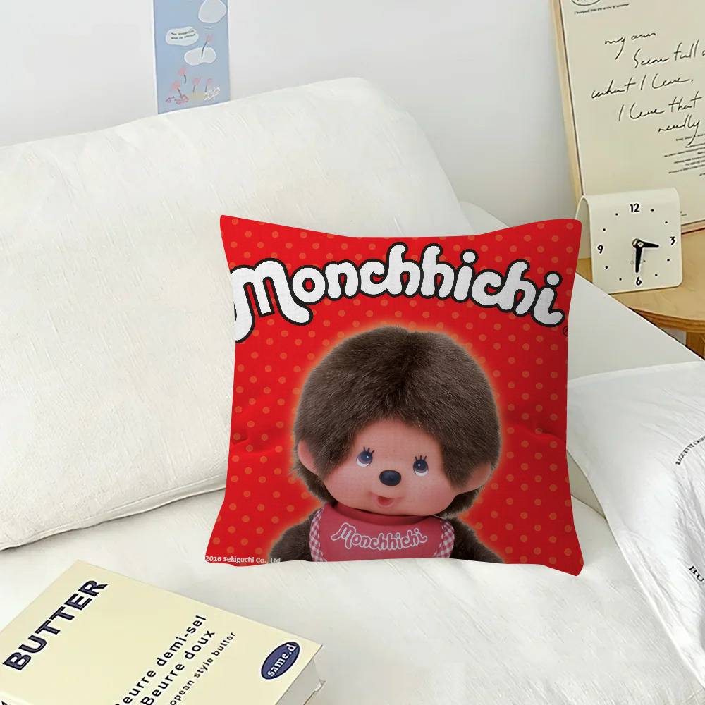 Cute MMonchhichi Pillowcase toon Gift Cushion Cover Bedroom Home Sofa Chair Seat Decor pillow case