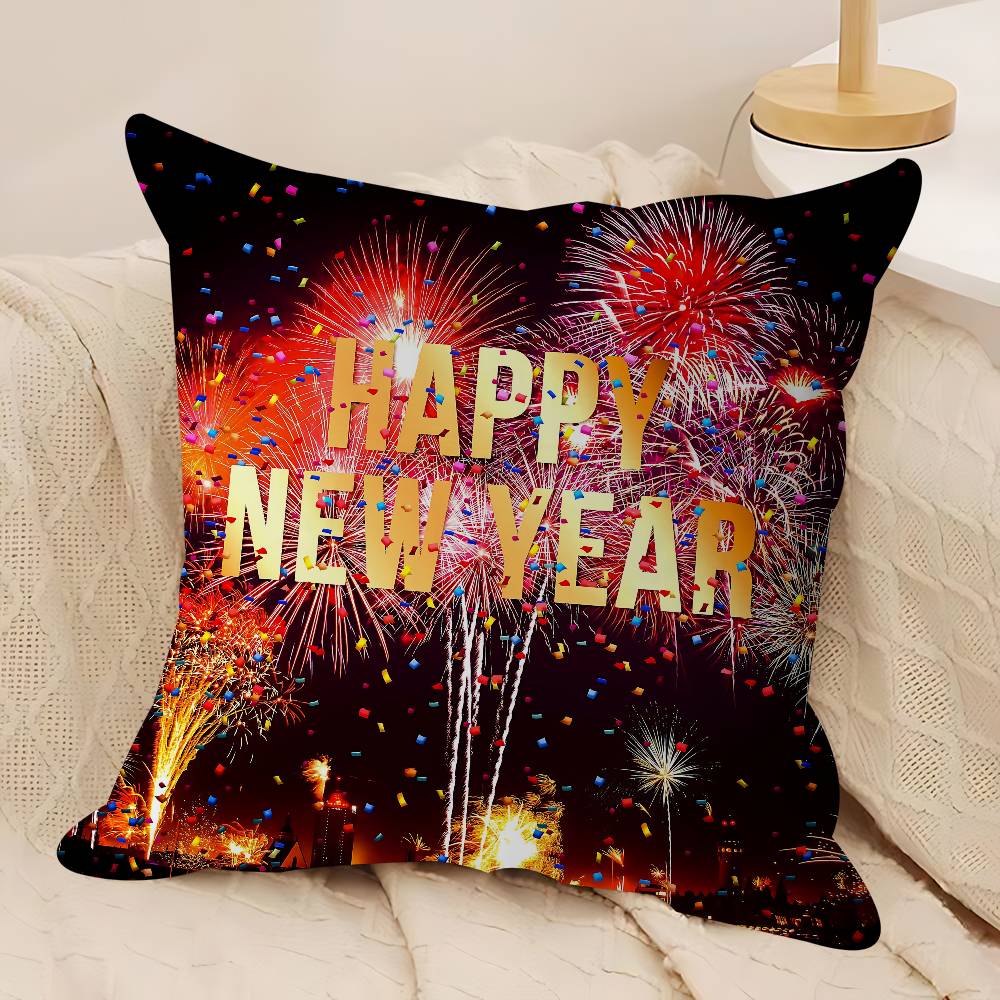 Art New Year Pillow Cushion Cover Pillowcase Living Room Sofa Home Decor Customized