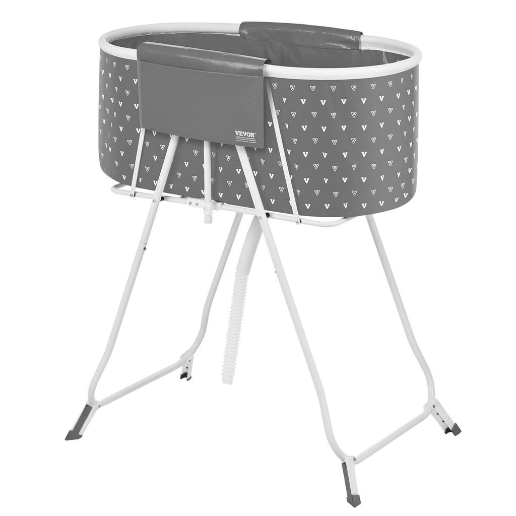 Foldable Dog Bathtub Elevated Grey Shower Station for Small & Medium Pets