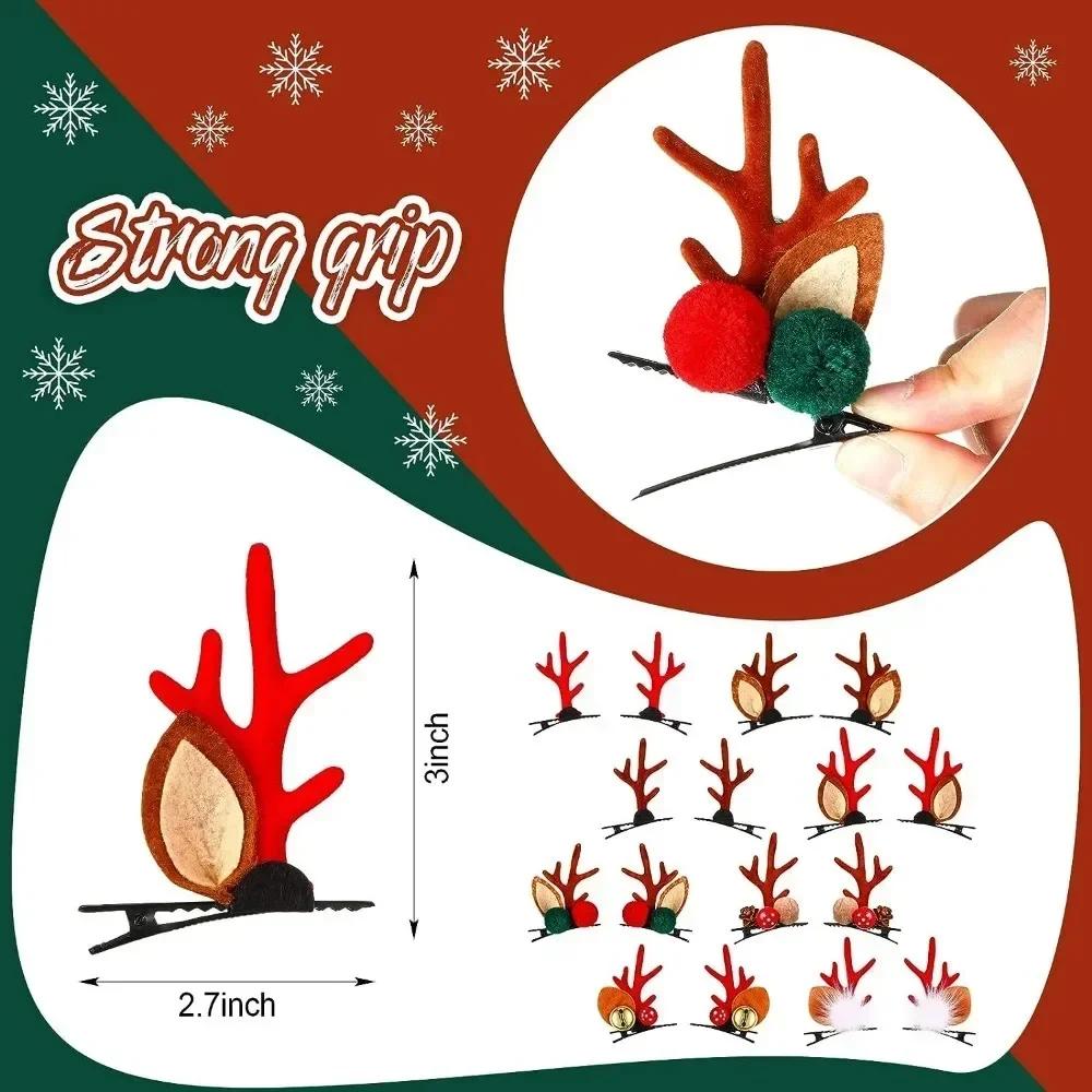 2pcs Christmas Hairpin Cute Antler Deer Ear Hair Clips Santa Claus Snowman Barrettes for Girls Headwear Women Hair Accessories