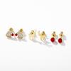 2024 New 925 Silver Elk & Santa Hat Red Stud Earrings 6-Piece Set for Women