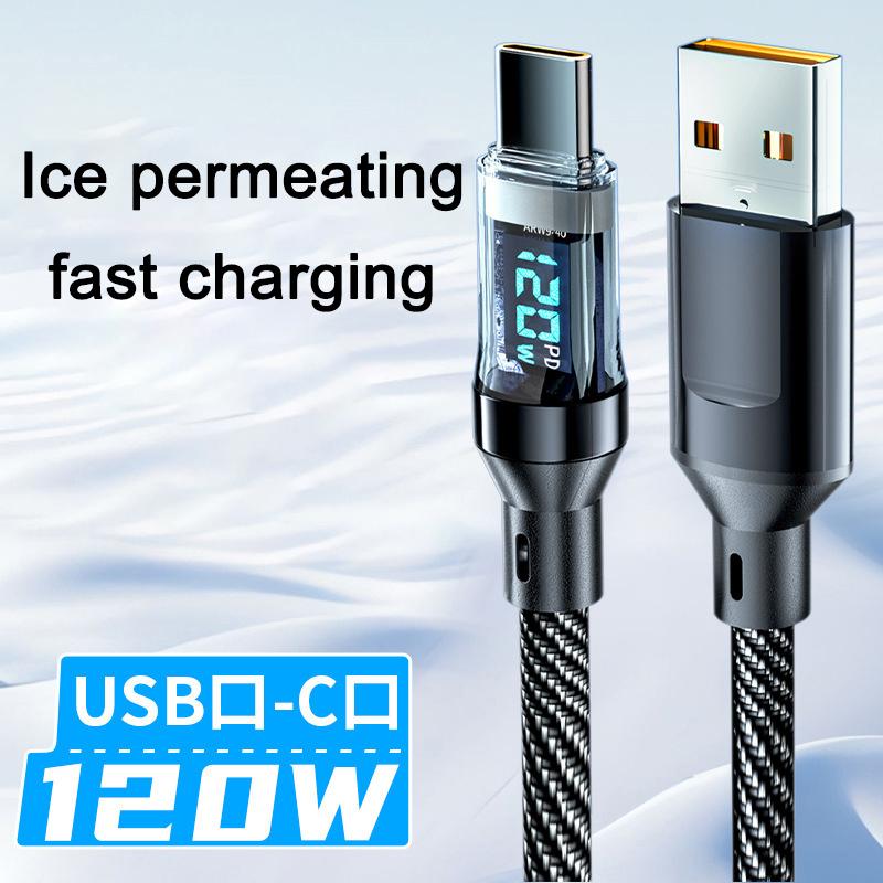 120W USB To Type C Digital Display Cable Fast Charging 100W PD Type C To Type C Cable For Iphone 16 15 Xiaomi HUAWEI Macbook iPad