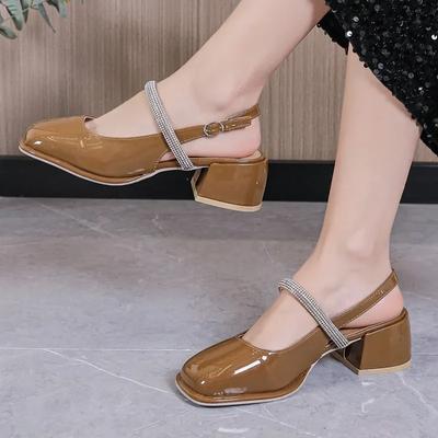 Μόδα 2024 Νέα Μεσαίο Τακούνι Ψηλό Τακούνι Σανδάλια Mary Jane Καλοκαιρινά Χοντρό Τακούνι Μονόπατα Λουράκι με Αγκράφα Casual Σανδάλια Baotou Μέγεθος