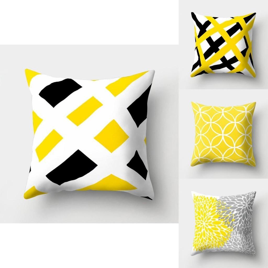 Yellow Geometric Cushion Cover For Home Sofa Decoration 18 Inch