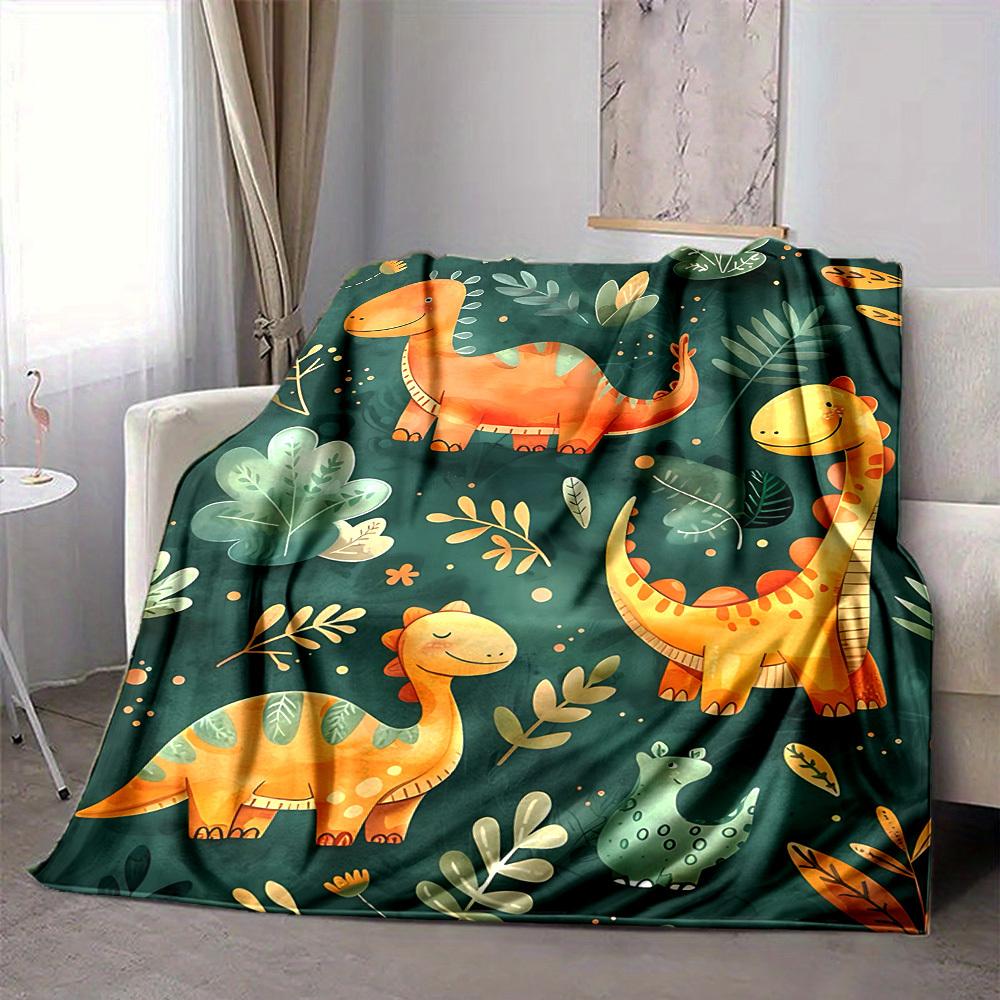 1pc Dino Jungle Lightweight Flannel Blanket, Comfortable and Warm Blanket, for Office and Camping Sofa Bed, Livingroom065