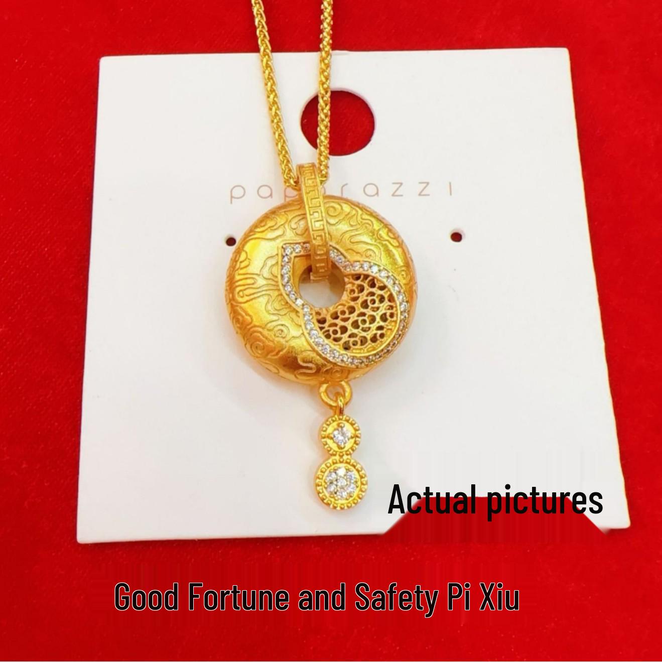 Antique Gold Gourd Peace Buckle Necklace: Fu Lu Pendant - Versatile Holiday Gift Peace Buckle Pendant【No Chain】