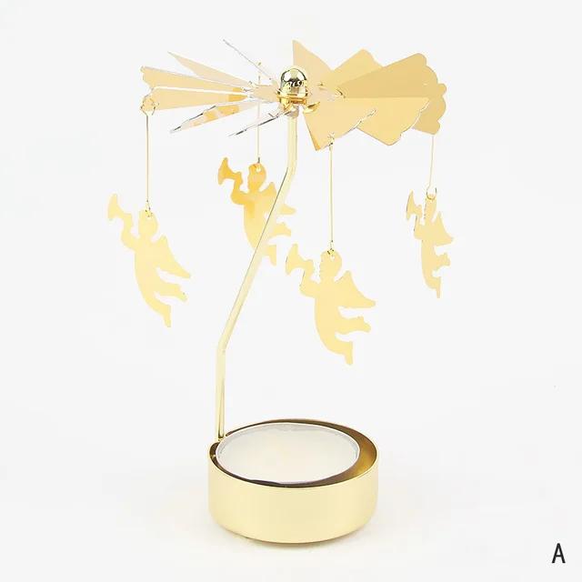 Carousel Candle Holder Gold Metal Candlesticks Room Decor Cake Rotating Candle Stand Home Decoration For Valentine's Christmas