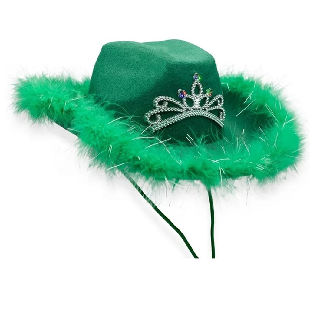 Wedding Party Cowgirl Hat for Bridal Wide Brim Teens RolePlay Cowboy Hat Fashion Music Festival Hat Rhinestone Crown Cap