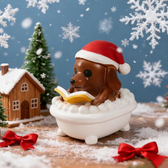 Рождественский щенок Ночник Светодиодный Полимерный Призрак Курица Скульптура Питание от USB Теплая Желтая Лампа Милая Фигурка Животного Украшение для Спальни Стола