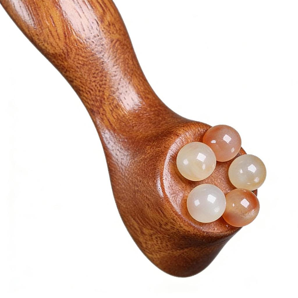 Lotus Pod Eye Massager Roller 5 Teeth Wooden Eye Scraping Tendon Stick Mini Face Massage Stick for Relieve Facial Fatigue
