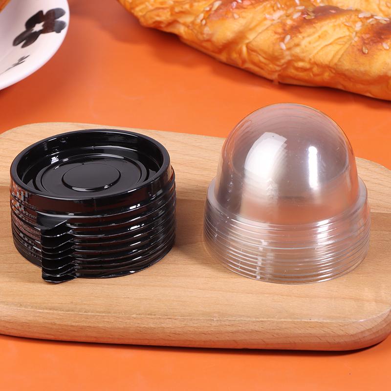 

10 шт. прозрачные пластиковые мини-коробки для кексов, кексы в форме купола, контейнер для кексов, коробка для украшения выпечки на свадьбу, день рождения, десерт чёрный
