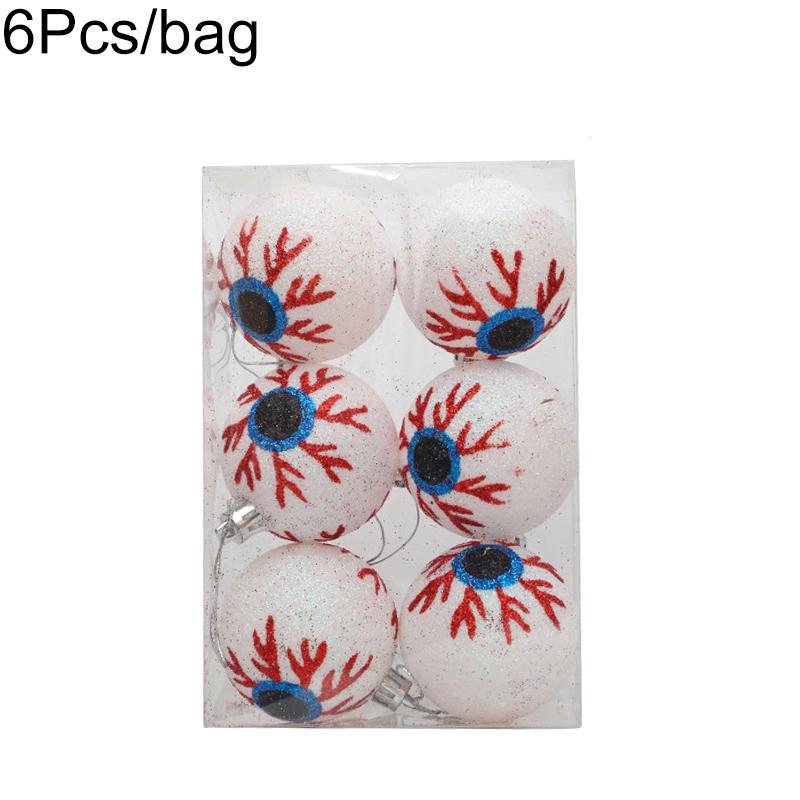 6PC/Box Halloween Tree Hanging Decor Home Plastic Halloween Ball Ornaments Terrible Atmosphere Hanging Balls Party Decorations