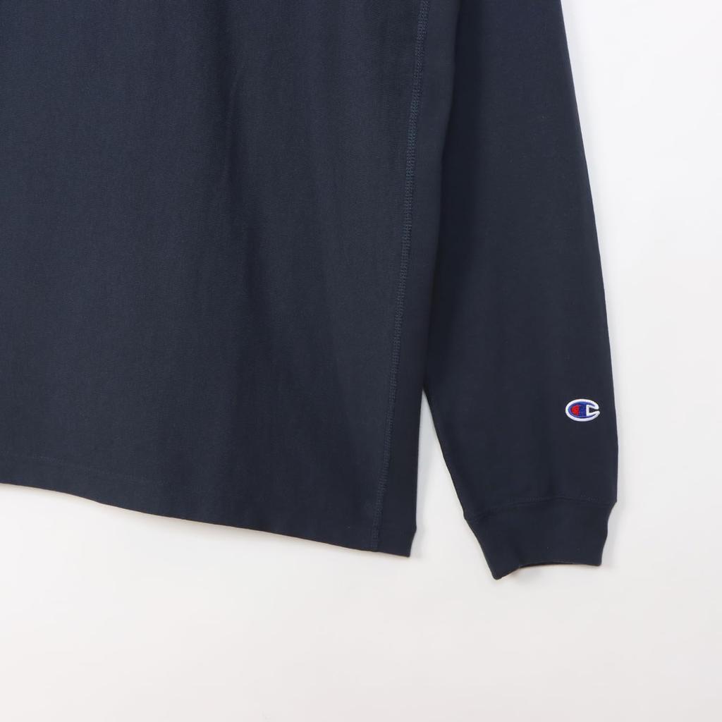 Reverse Long Sleeve Long Sleeve Round Neck Cotton COTTON USA Embroidery One Point Logo REVERS Long Sleeve Navy [Champion] T-Shirt Weave(R) T-Shirt
