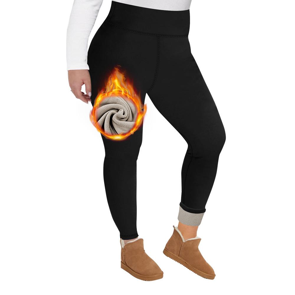 Kaffee Fleece Winter Fleecegefütterte Verdickte Übergröße Leggings Damen High-Waist Bauchkontrolle Warme Herbst/Winter Leggings