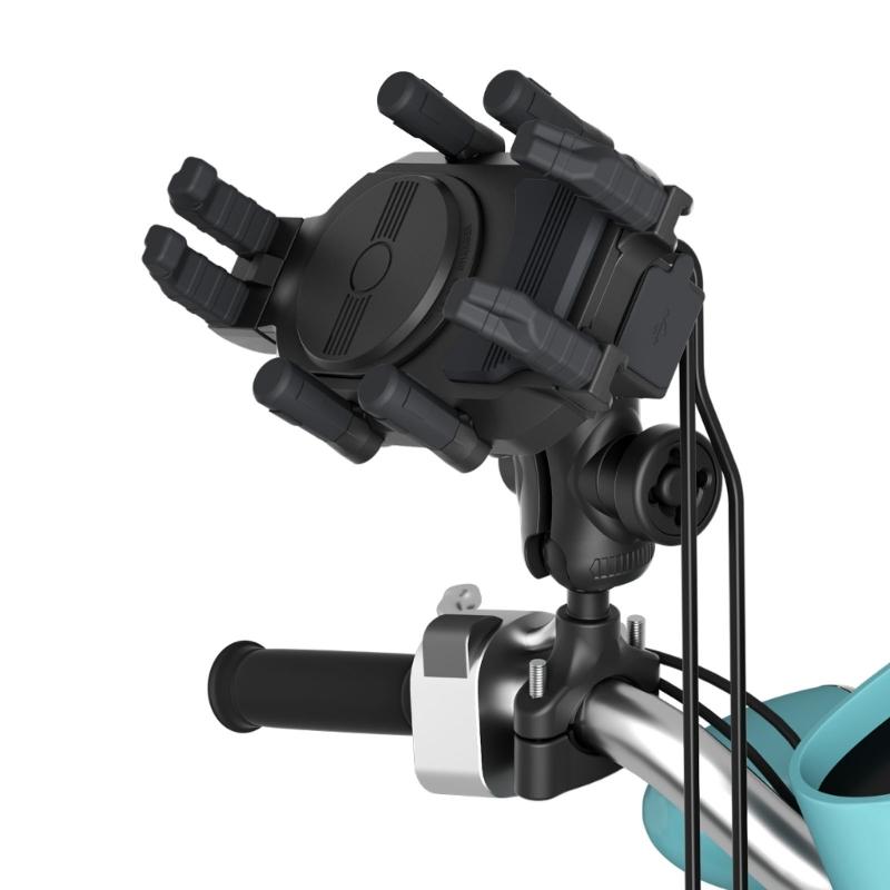 Motorcycle Phone Mount with 15W Wireless Charging & Vibration Dampener,AntiTheft, AntiShake, Adjustable Phone Holder