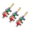 6Pcs Shaking Bell Sticks Wooden Handle Xmas Jingle Bells Musical Percussion Instrument for Holiday Birthday Party