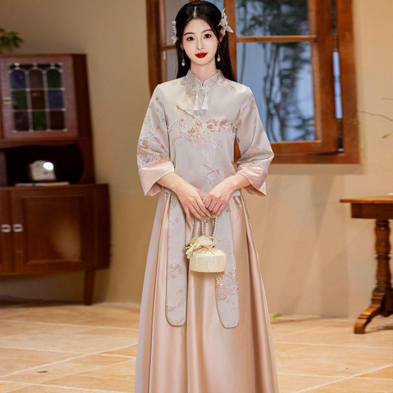 

2024 New Niche Chinese Bridesmaid Dress Set: Autumn/Winter Style Ma Mian Skirt for Women 3XL