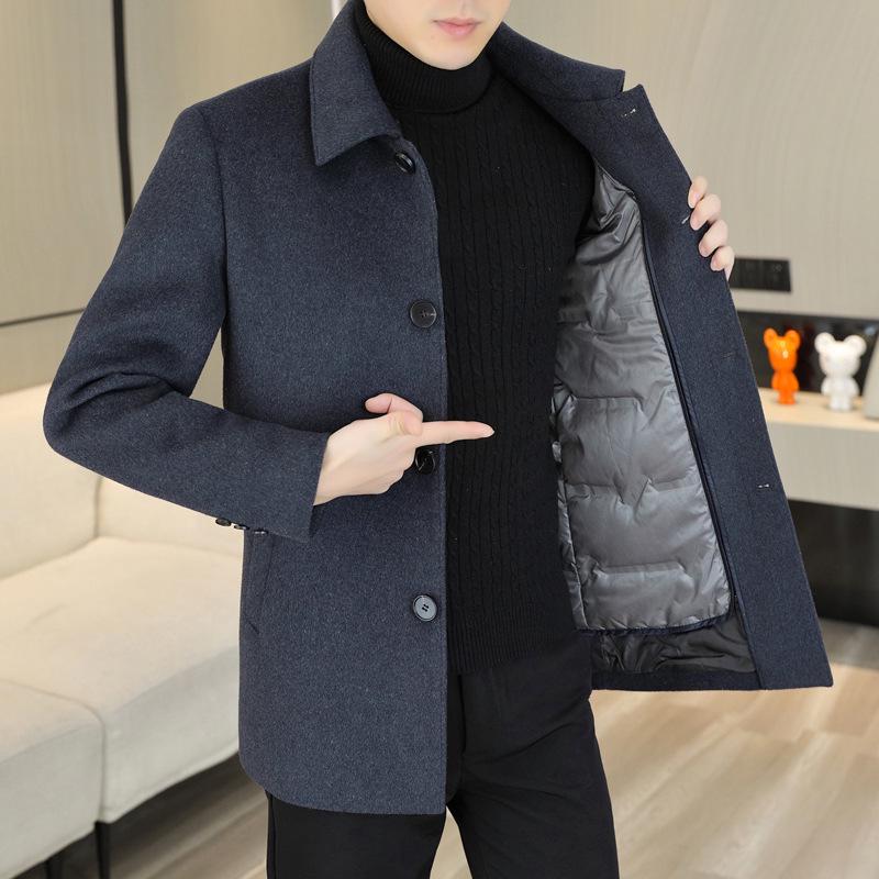 

Пальто из средней шерсти со съемной пуховой подкладкой для мужчин XL серый