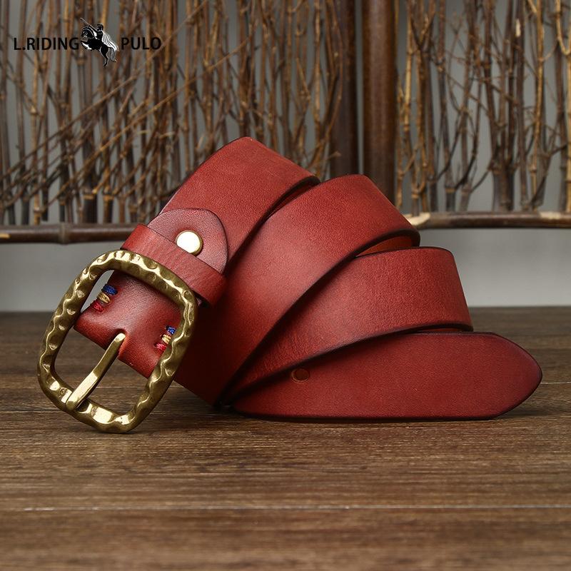 Bold and Thickened Retro Copper Buckle Belt Men's High-end First Layer Cowhide Genuine Leather Belt