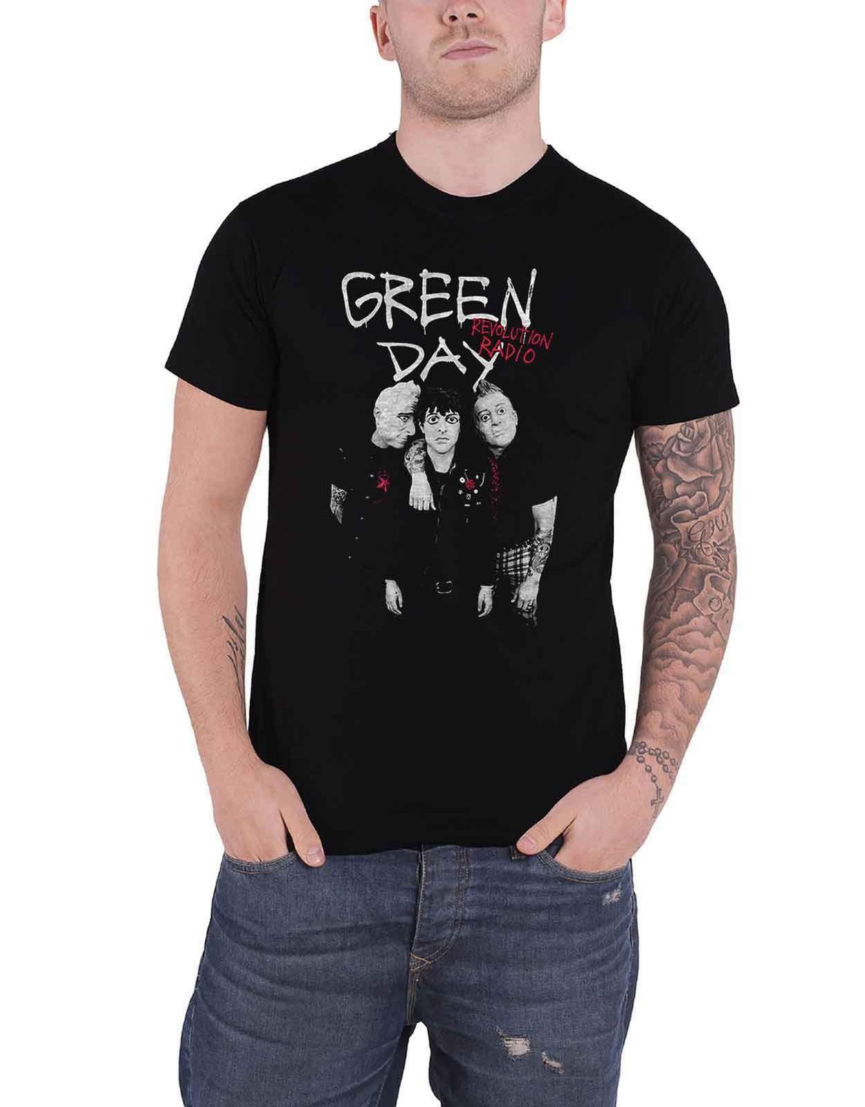 Green Day T Shirt Red Hot Band Logo new Official Mens Black XXL