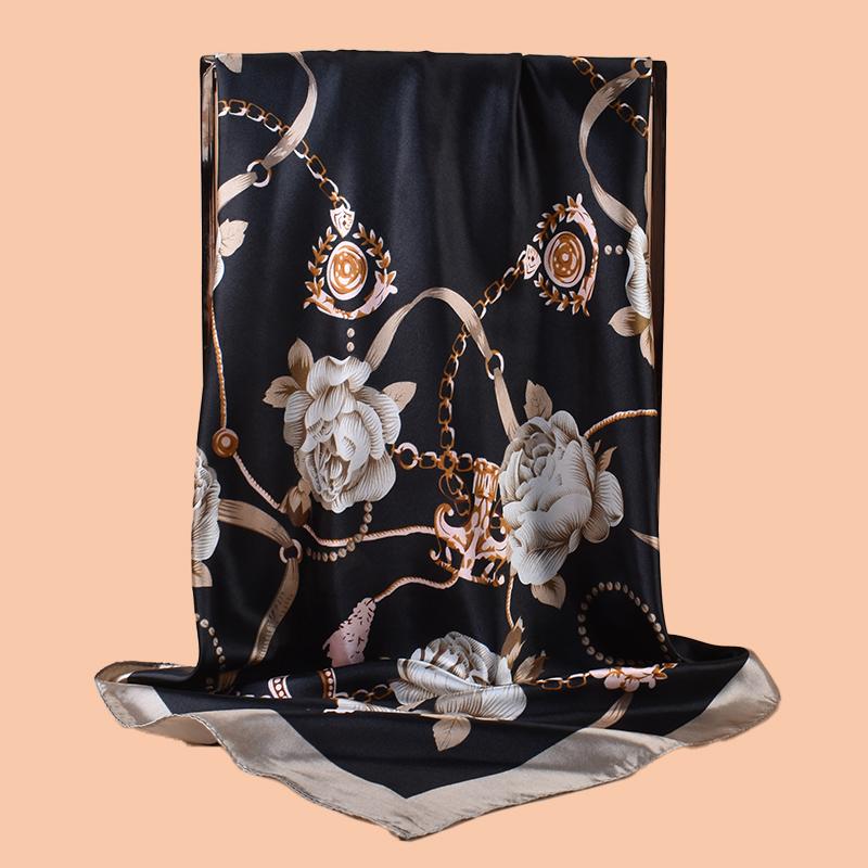 1PC Women's Summer Beach Accessory Fashion Satin Square Scarf 90*90inch Multi-use Headscarf Party Use Versatile Hair Towel