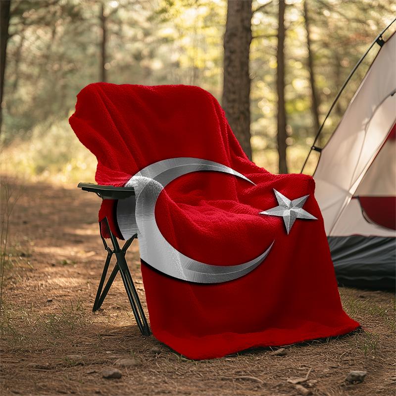1pc TURKIYE Theme Blanket - Digital Print, Polyester, Cozy for All Seasons, Perfect for Outdoor, and Travel