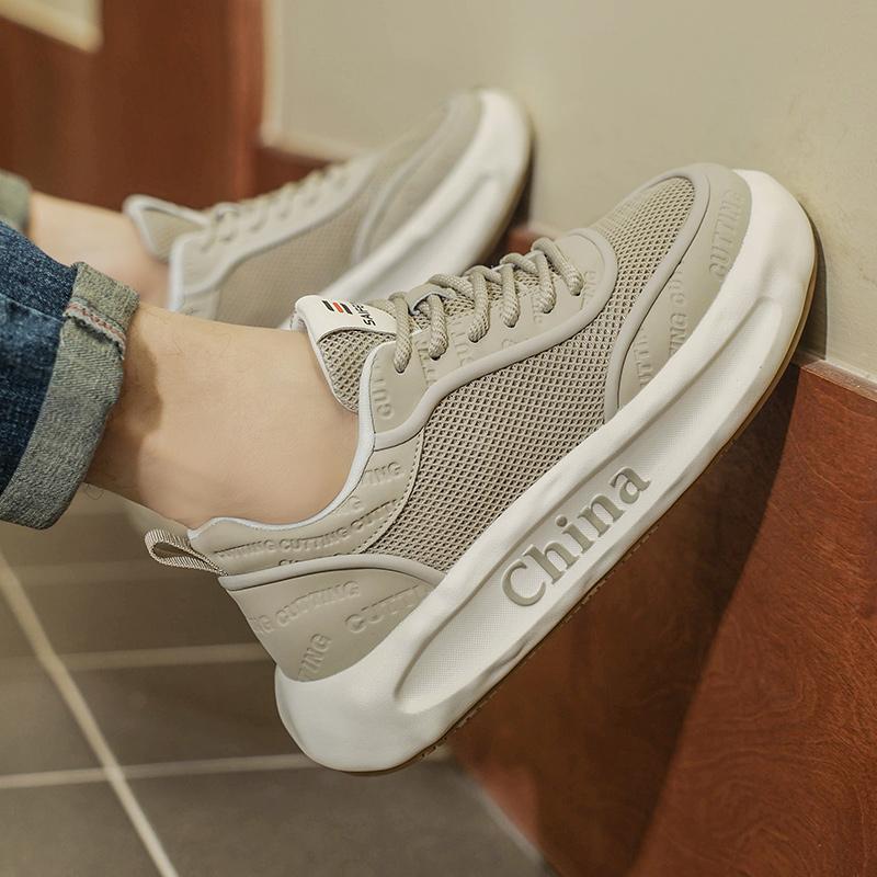 Summer breathable thin mesh thick-soled Forrest Gump board shoes casual sports net shoes running hollow trendy shoes
