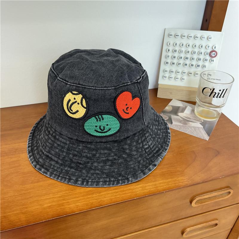 

Универсальный стиль шляпы Смешное выражение Женская солнцезащитная шляпа Рыбацкие шляпы чёрный