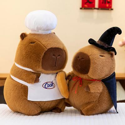 Novos fones de ouvido chapéu mágico de chef boneca capivara couro puxar almofada de arremesso boneca para dormir brinquedo de pelúcia presente para menina