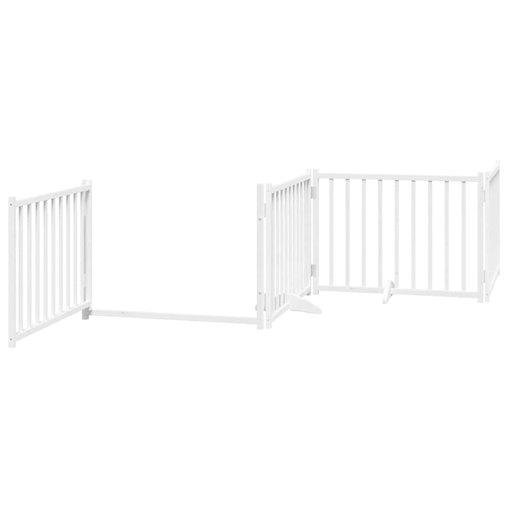 6 Piece Foldable White Dog Gate 480 cm Poplar Wood