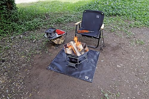 [Amazon.co.jp Exclusive] Captain Stag (CAPTAIN STAG) Fire Pit Sheet, 80x80cm, Heat-Resistant up to 700°C, Fiberglass, Black, UY-7086