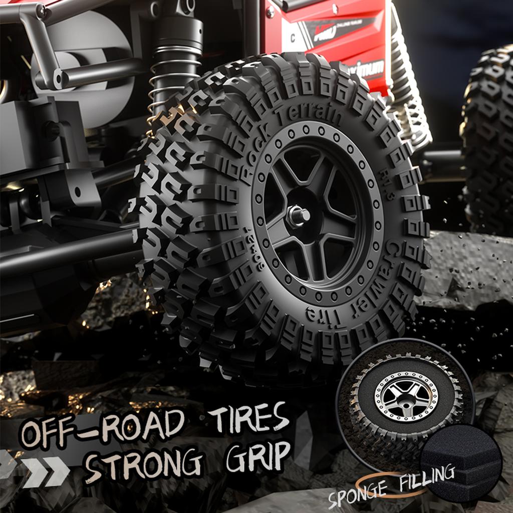 Remote Control Car, 2.4GHz 1:18 Scale 4WD Off Road Rock Crawler Vehicle, Rechargeable Electric Toy with LED Headlights
