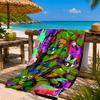 Turtle Warrior In Flames Beach Towel Microfiber Beach Towel, Lightweight and Quick-Dry, for Summer Travel, Swimming Pool Fan Birthday Gift