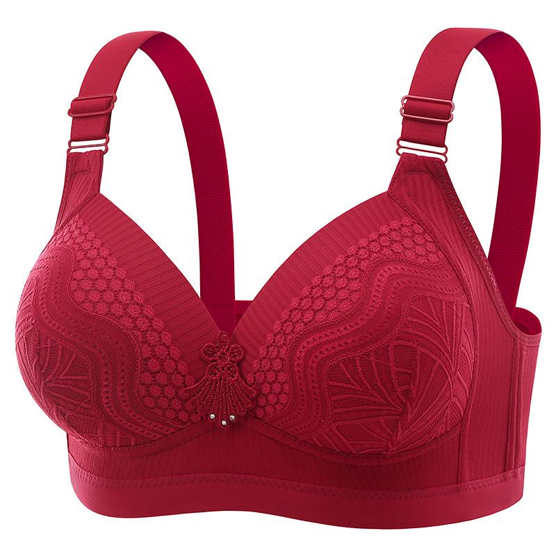 Mother s Plus Size Gathered Side Support Wireless Bra – High-End Back Support Women s Bra