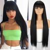 Orange Synthetic Wigs Long Straight Wigs With Bangs For Women Pink Red Cosplay Party Daily Use Natural Hair
