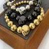 Maijia 23 Retro Skull Beaded Bracelet - Unisex Punk Style with Brass Bangle
