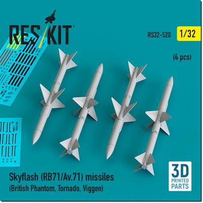 Reskit Radar Guided Missile 4 Pieces Plastic Model Parts 1/32 Skyflash/RB71/AV.71 Air-to-Air RSK32-0520 (Airplane)