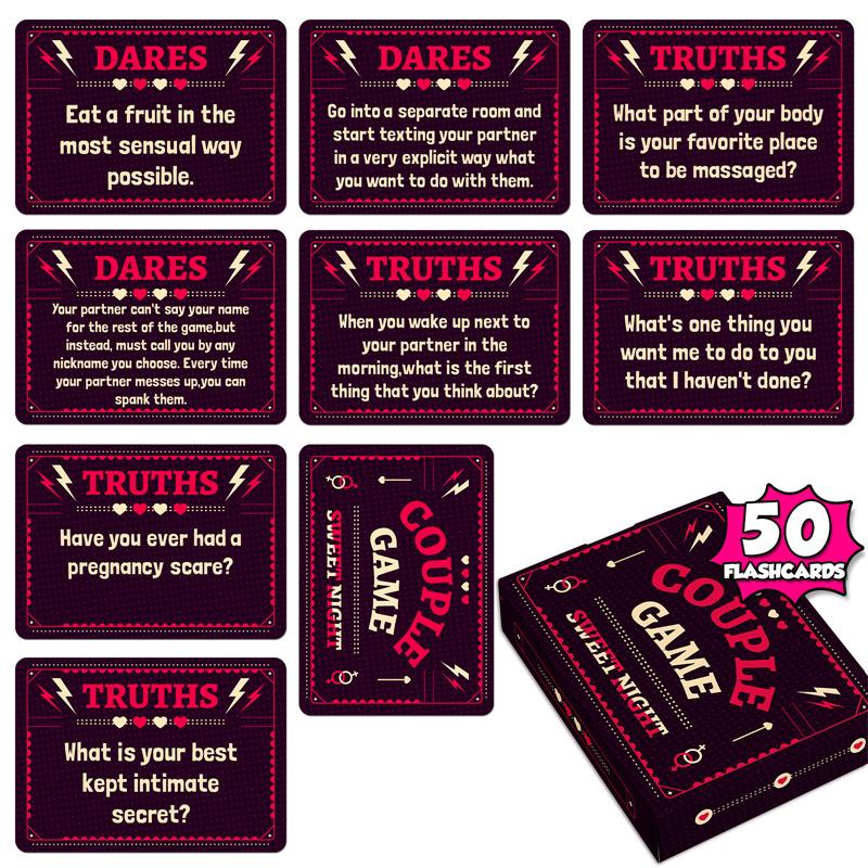 Sada pro párovou hru 50 karet Venkovní sport Noční Stolní hry Interaktivní hračky Karta s rekvizitami Otázka nebo Odpověď Pravda nebo Odvaha Anglická Hra