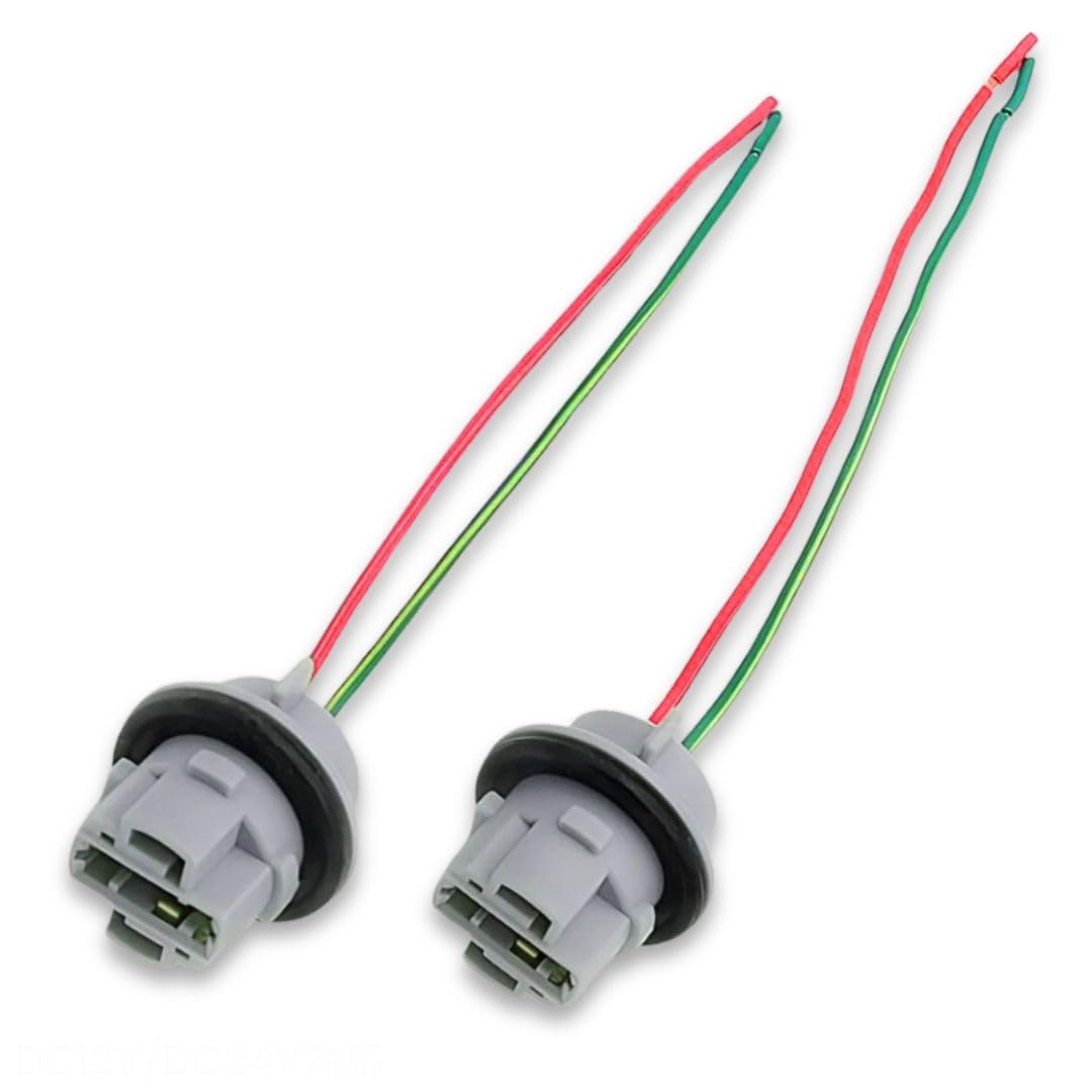 

Патрон лампы T20, Набор из 2 штук, Совместим с DC12V/24V, Сверхмощная проводка, Резиновое кольцо,