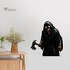 Creepy Ax Man Wall Decor Halloween Reaper Sticker, Scary Black Robed Demon with Decal, DIY Gothic Murals PVC Waterproof Art for Home Window Glass Easy