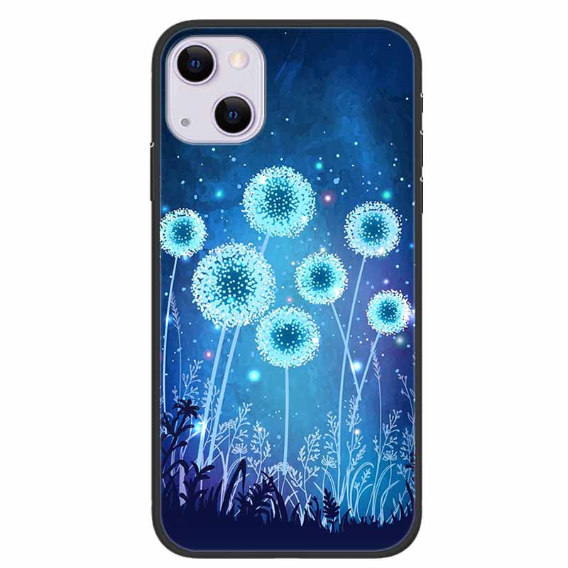 For iPhone 14/14 Plus Case Black Silicone Soft TPU Luxury Flower Animal Back Cover For iPhone 14/14 Plus New Shells for iPhone14