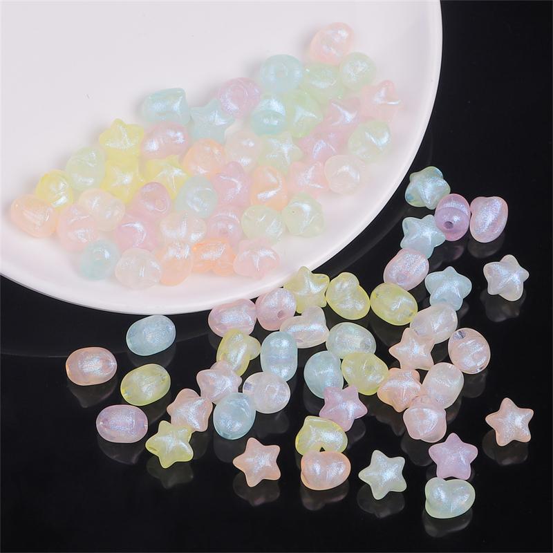 35-50pcs Plastic Acrylic Star/Heart Charm Beads For DIY Jewelry Making