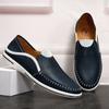 Fashion Italian Mens Shoes Comfy Summer Men Loafers Non-Slip Genuine Leather Moccasins Light Breathable Slip on Boat Shoes Lightweight