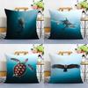 Blue Ocean Eagles Shark Angle Pillow Case Sofa Decorative Home Double-sided Printing Short Plush Cushion Pillow Cover Gift