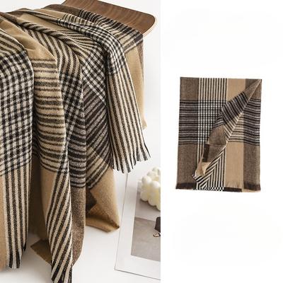 Korean Style Atmospheric Tassel Houndstooth Plaid Scarf for Women Autumn and Winter Imitation Cashmere Warm and Versatile Scarf for Students