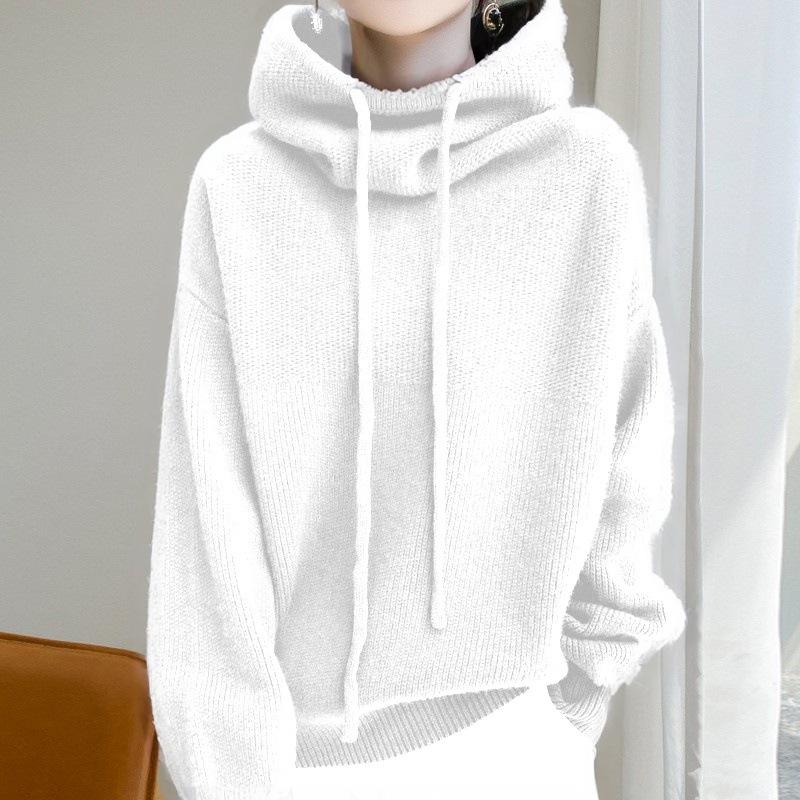 

Autumn Style Wool Pullover Hooded Regular Sweater Women s Cardigan XXL білий