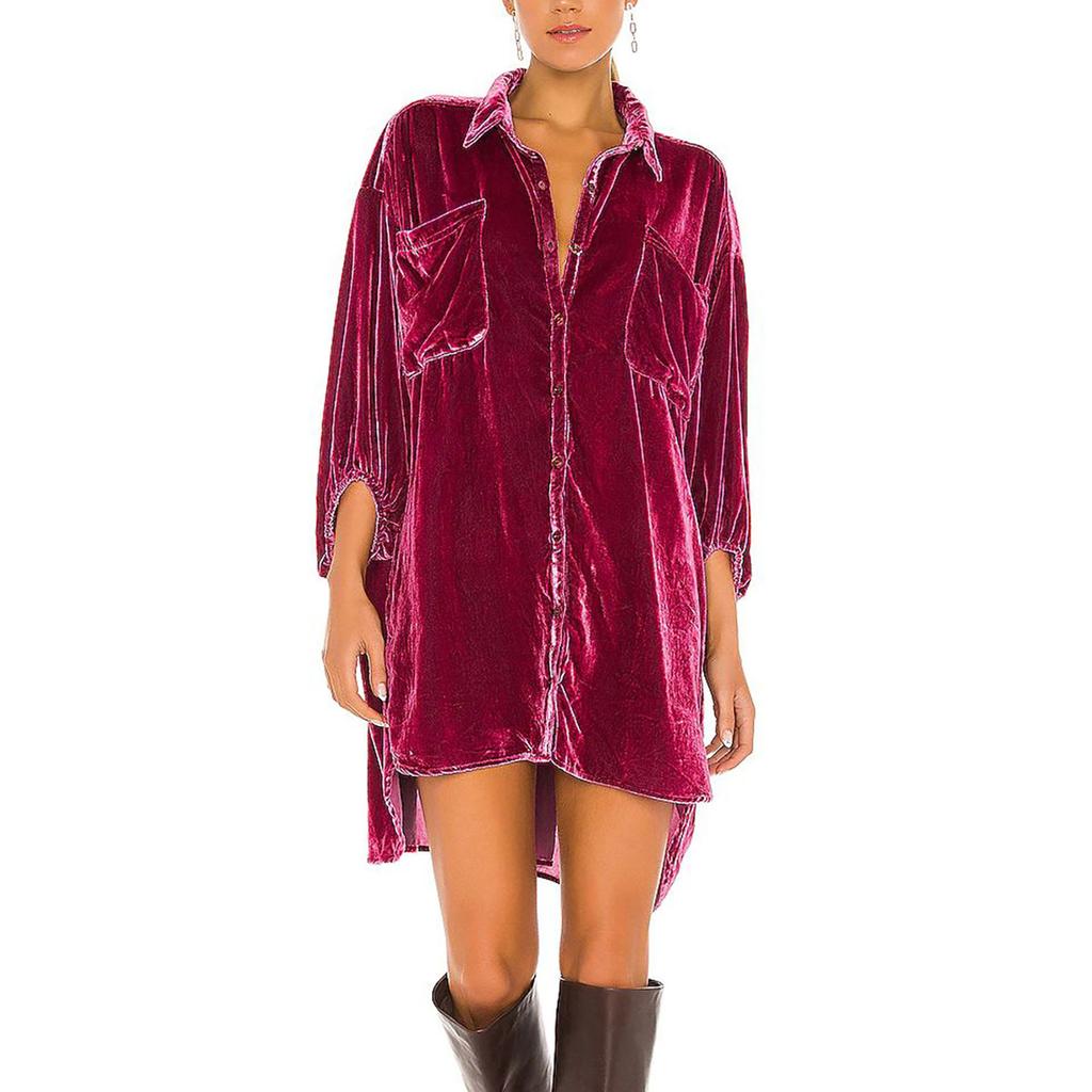 Women's Fashion Long Sleeve Gold Velvet Casual Loose Cardigan Coat