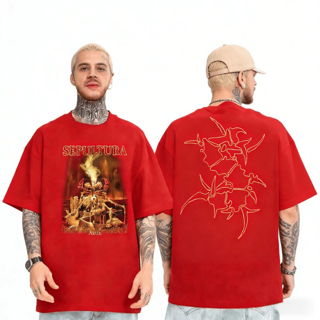 2026 Summer Sepultura T-shirt 1991 Flogging Metal Death Metal Slot Metal T-shirt Top Unisex Round-neck Short-sleeved T-shirt Tops Tees