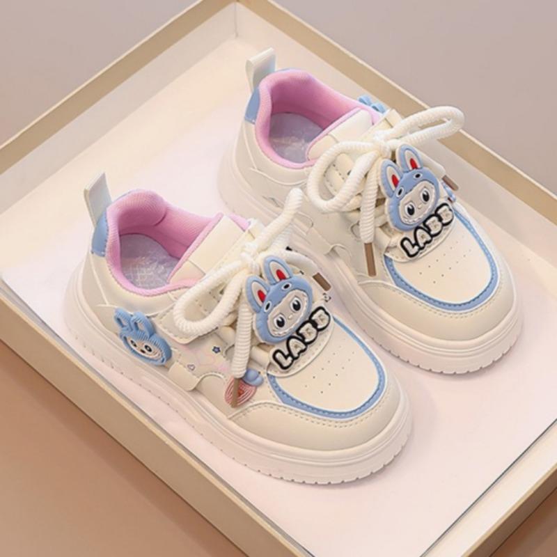 Girls' Cartoon Soft-soled Sports Shoes Fashionable and Versatile Breathable White Shoes
